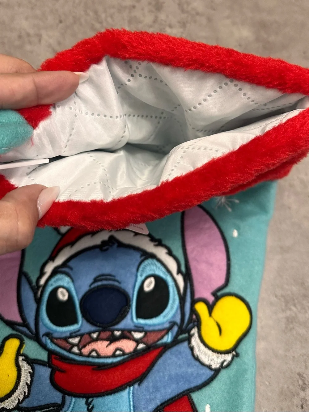 Disney Blue Stitch 'Aloha Christmas' Holiday Stocking with Red Cuff